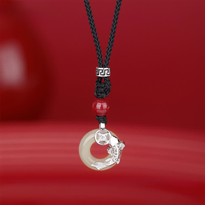 Buddha Stones Naszyjnik z plecionego, okrągłego naszyjnika w stylu chińskim z jadeitu w kształcie ryby Koi Success - Jadeit Hetian (dobrobyt ♥ szczęście) - srebro (Czystość ♥ Intuicja) - image 11