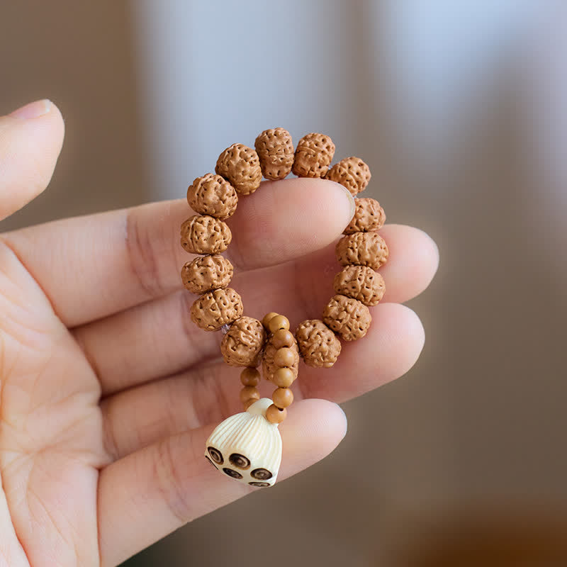 Buddha Stones Wisiorek z nasionami lotosu, ręcznie polerowany, z koralikami do medytacji, z dotykowymi zdobieniami - image 1