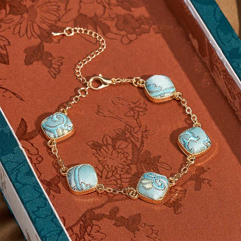 Buddha Stones Bransoletka Copper Song Brocade Square Vintage Elegance - Jasnoniebieski (ten sam odcień koloru – wzór może się różnić) - image 0