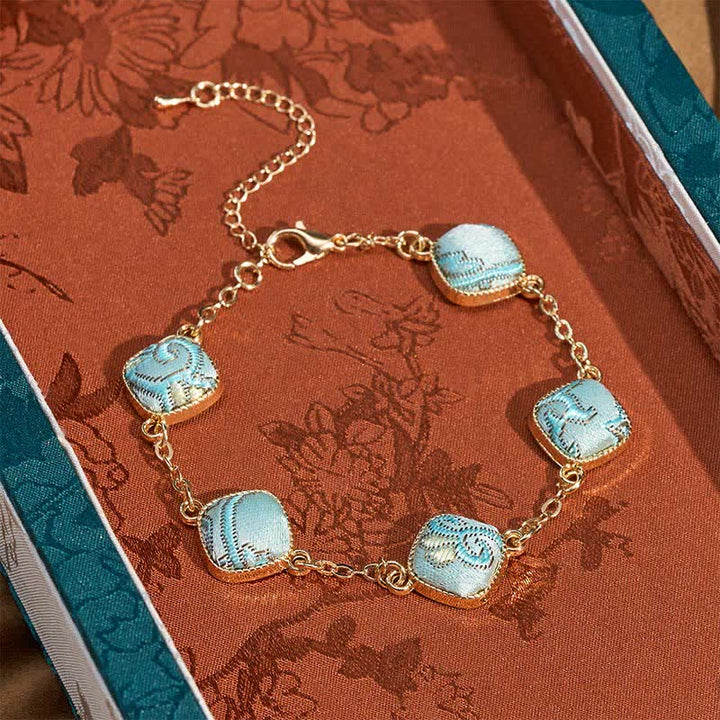 Buddha Stones Bransoletka Copper Song Brocade Square Vintage Elegance - Jasnoniebieski (ten sam odcień koloru – wzór może się różnić) - image 0