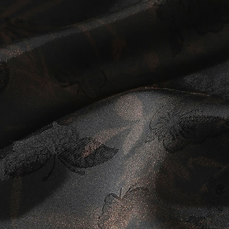 Buddha Stones Koszule męskie z krótkim rękawem w stylu casualowym, wiosenno-letnim, z kołnierzykiem typu stójka i motylem bambusowym - image 10