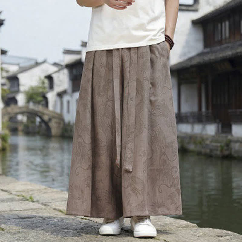 Buddha Stones Letnie, swobodne spodnie męskie w stylu Tang ze ściągaczem i szerokimi nogawkami Dragon Ankle - Dębnik - US/UK/AU46， EU56 (5XL) - image 17