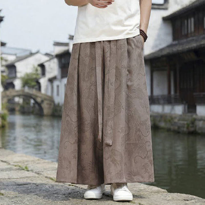 Buddha Stones Letnie, swobodne spodnie męskie w stylu Tang ze ściągaczem i szerokimi nogawkami Dragon Ankle - Dębnik - US/UK/AU46， EU56 (5XL) - image 17
