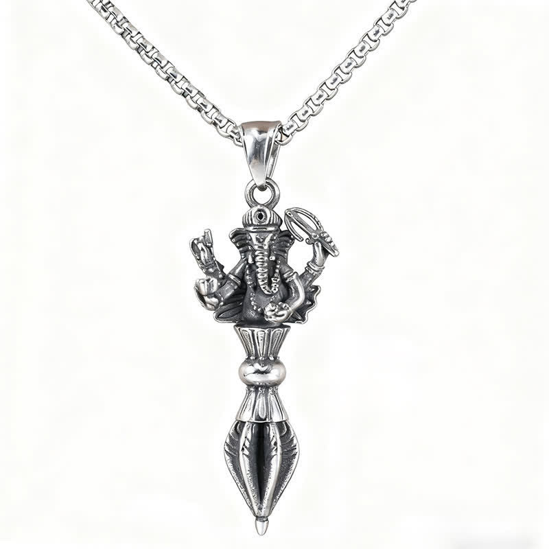 Buddha Stones Naszyjnik ze stali nierdzewnej z wisiorkiem duchowej mocy Ganesh Vajra - image 3