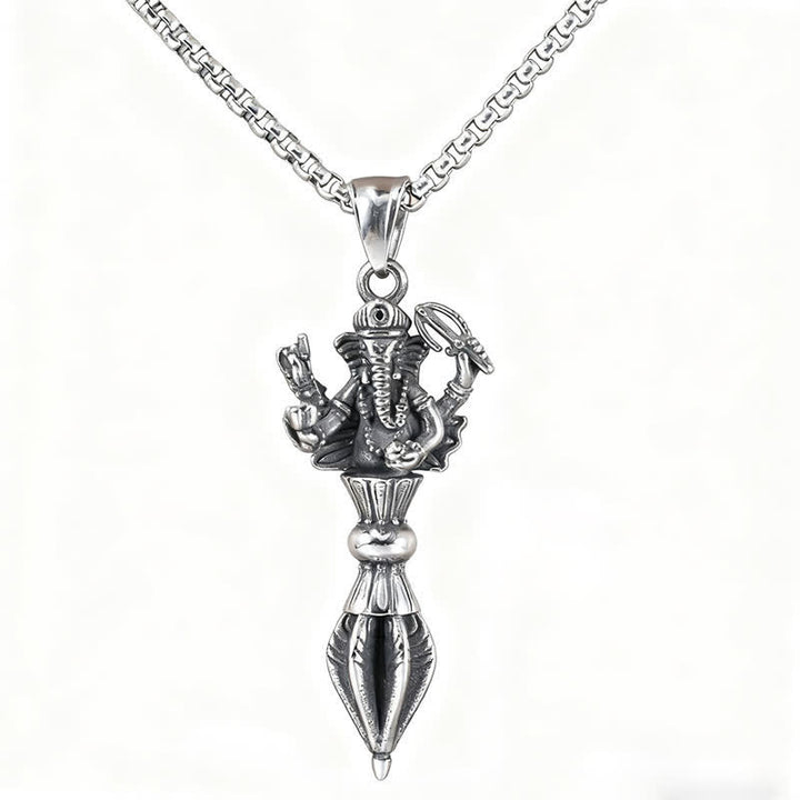 Buddha Stones Naszyjnik ze stali nierdzewnej z wisiorkiem duchowej mocy Ganesh Vajra - image 3