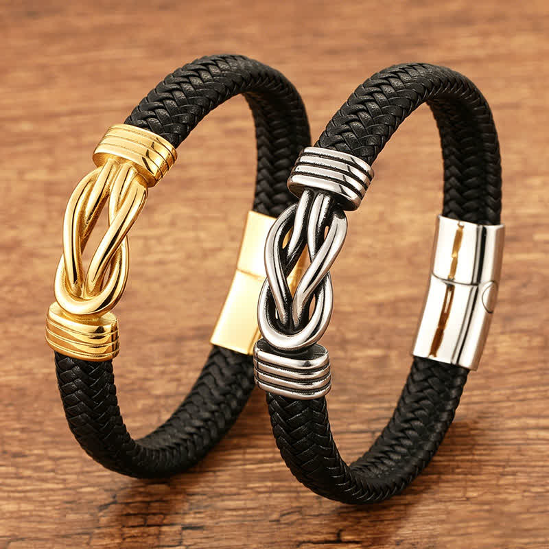 Buddha Stones Skórzana pleciona bransoletka Infinite Knot Durability Geometry Balance - image 10