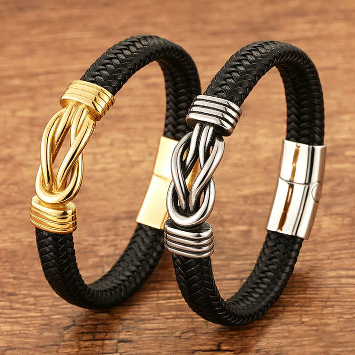 Buddha Stones Skórzana pleciona bransoletka Infinite Knot Durability Geometry Balance - image 10