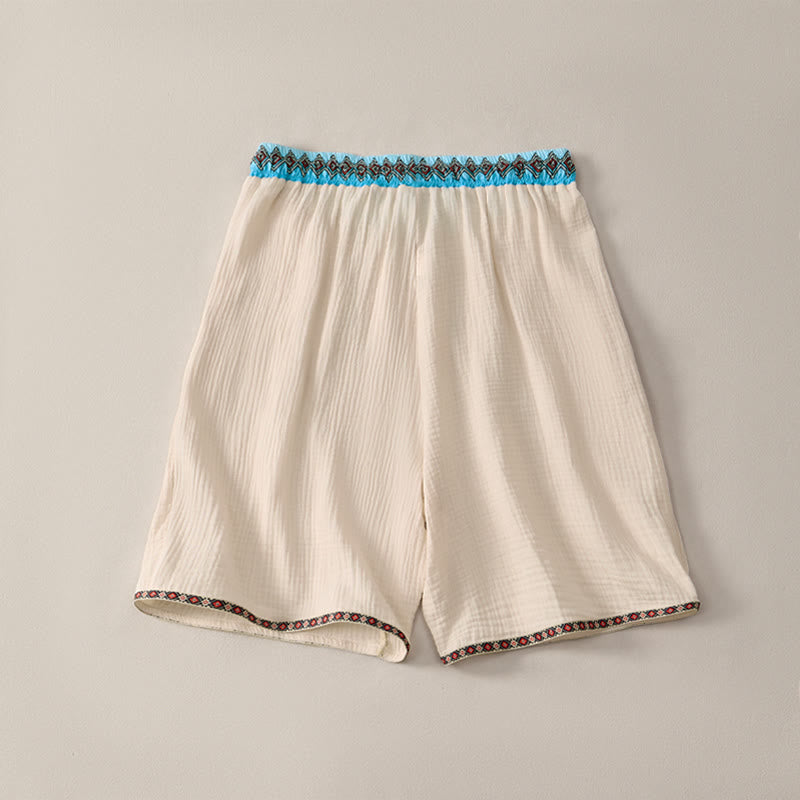 Męskie szorty bermudy Buddha Stones Summer Boho Casual ze ściągaczem i geometrycznymi kieszeniami - image 1