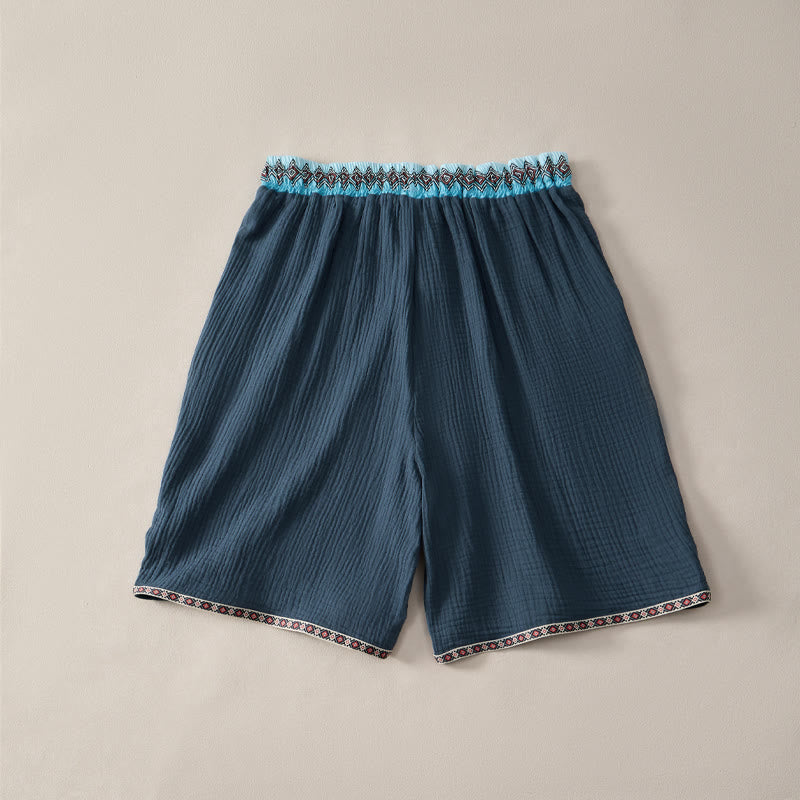 Męskie szorty bermudy Buddha Stones Summer Boho Casual ze ściągaczem i geometrycznymi kieszeniami - image 8