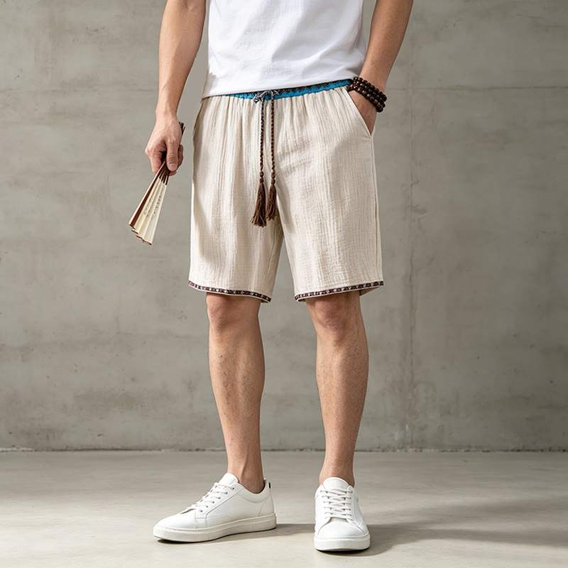 Męskie szorty bermudy Buddha Stones Summer Boho Casual ze ściągaczem i geometrycznymi kieszeniami - image 2