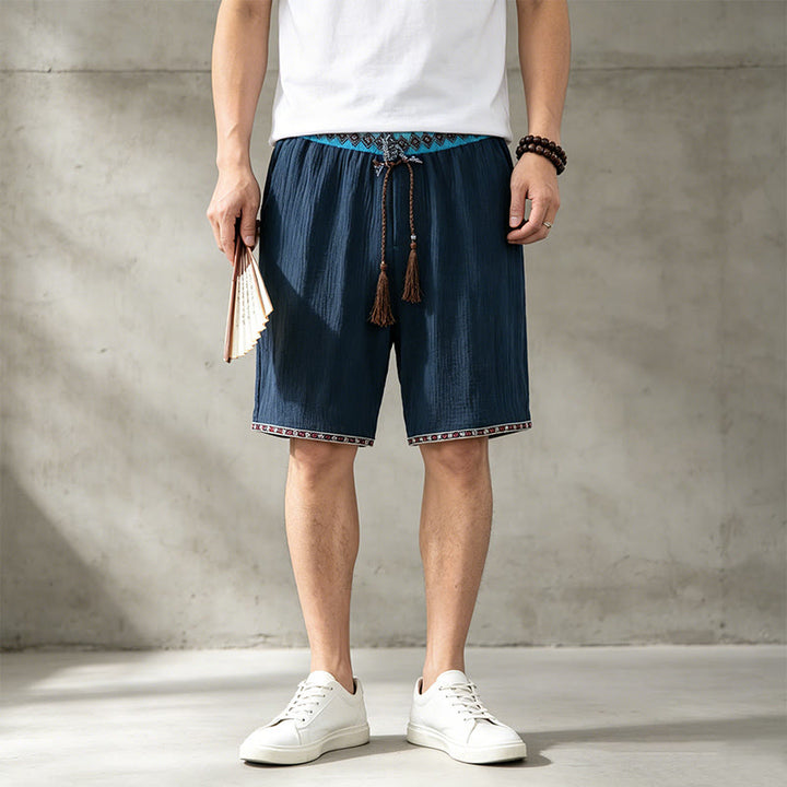 Męskie szorty bermudy Buddha Stones Summer Boho Casual ze ściągaczem i geometrycznymi kieszeniami - image 9