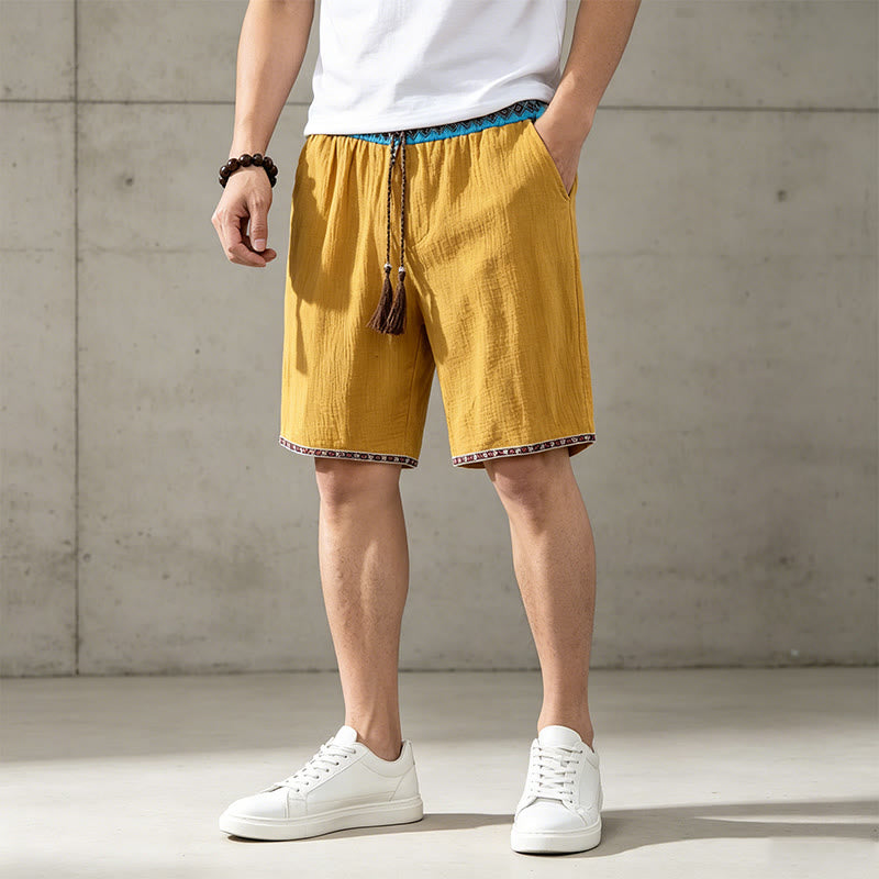 Męskie szorty bermudy Buddha Stones Summer Boho Casual ze ściągaczem i geometrycznymi kieszeniami - image 16