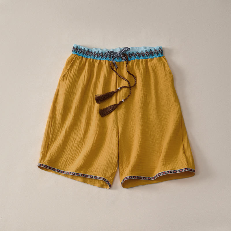 Męskie szorty bermudy Buddha Stones Summer Boho Casual ze ściągaczem i geometrycznymi kieszeniami - Nawłoć - US/UK/AU44, EU54 (3XL) - image 14