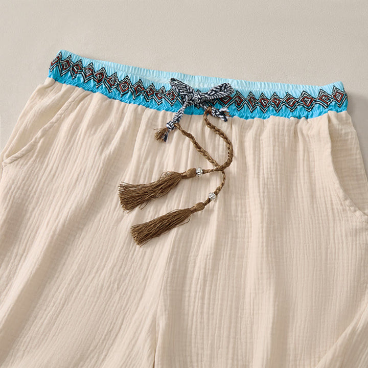 Męskie szorty bermudy Buddha Stones Summer Boho Casual ze ściągaczem i geometrycznymi kieszeniami - image 3