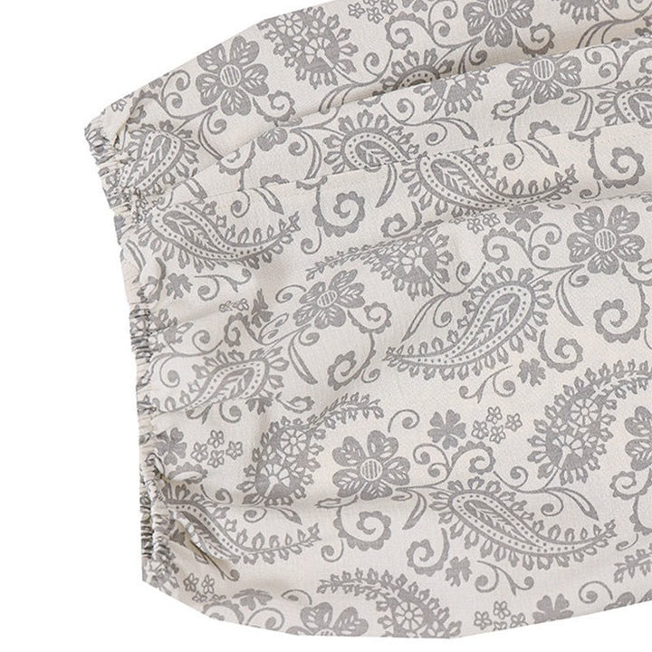 Buddha Stones Letnie spodnie capri w stylu boho, swobodne, ściągane sznurkiem, wzór paisley, męskie, haremowe, z kieszenią - image 31