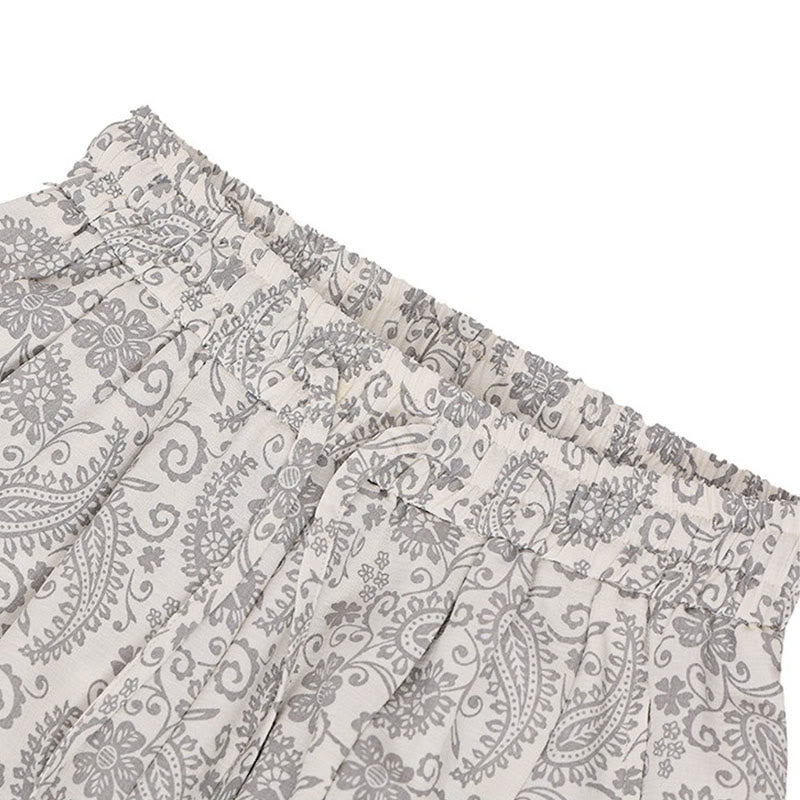 Buddha Stones Letnie spodnie capri w stylu boho, swobodne, ściągane sznurkiem, wzór paisley, męskie, haremowe, z kieszenią - image 28