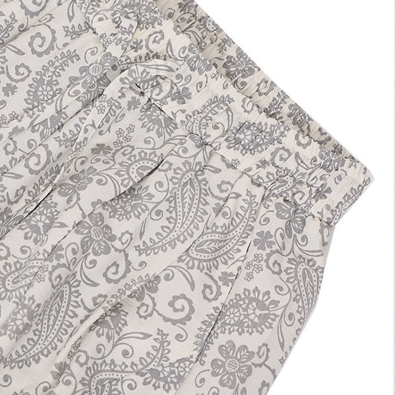 Buddha Stones Letnie spodnie capri w stylu boho, swobodne, ściągane sznurkiem, wzór paisley, męskie, haremowe, z kieszenią - image 29