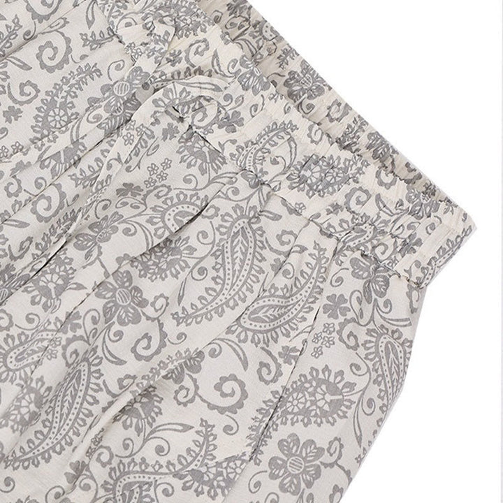 Buddha Stones Letnie spodnie capri w stylu boho, swobodne, ściągane sznurkiem, wzór paisley, męskie, haremowe, z kieszenią - image 29