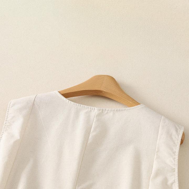Buddha Stones Letni, minimalistyczny, podstawowy, jednolity top bez rękawów z okrągłym dekoltem, damski T-shirt bez rękawów - image 8