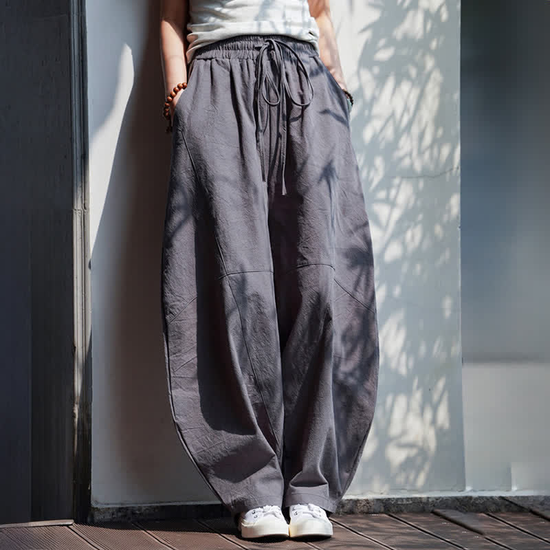 Buddha Stones Letnie, swobodne, męskie spodnie haremowe ze ściągaczem i solidną bawełną, z kieszenią - image 8