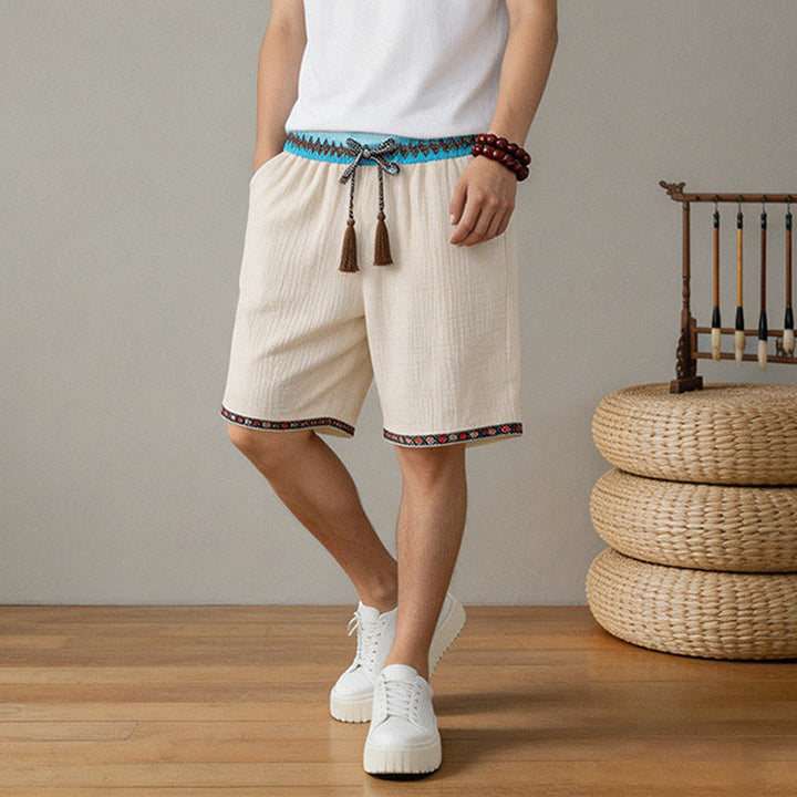 Męskie szorty bermudy Buddha Stones Summer Boho Casual ze ściągaczem i geometrycznymi kieszeniami - image 2