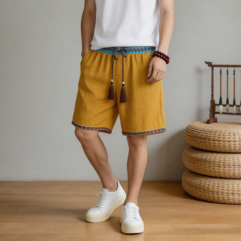 Męskie szorty bermudy Buddha Stones Summer Boho Casual ze ściągaczem i geometrycznymi kieszeniami - image 16