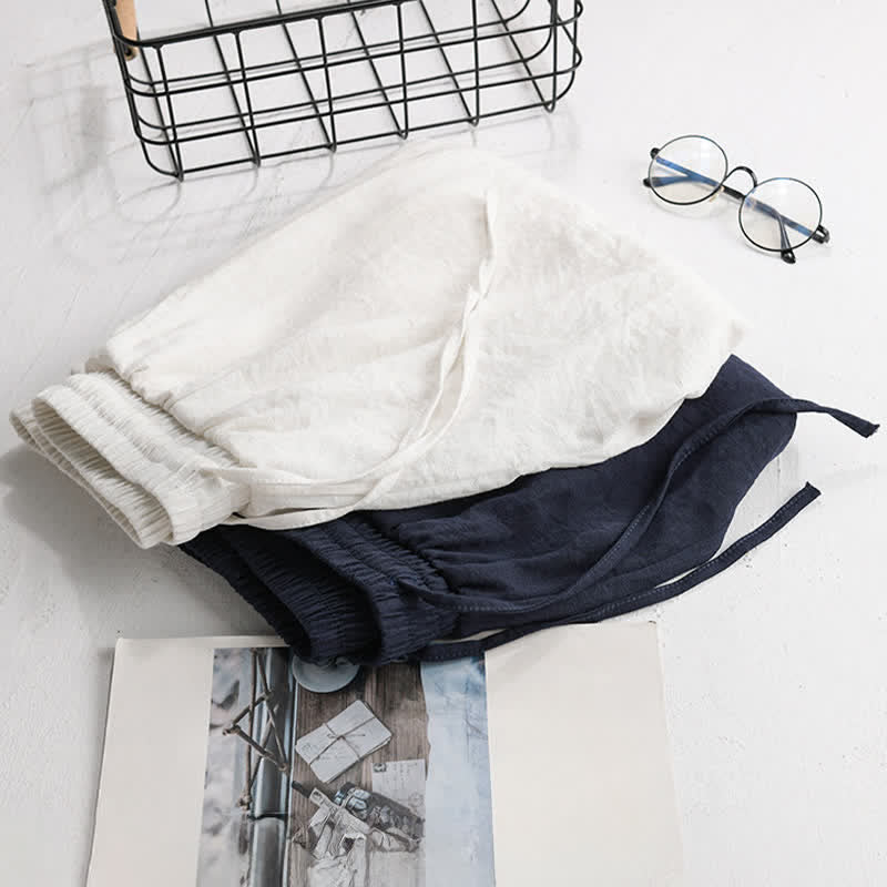 Buddha Stones Letnie, swobodne, minimalistyczne, męskie szorty ze ściągaczem i kieszenią - image 12