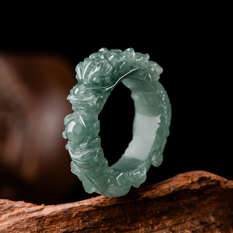 Pierścień sukcesu z naturalnego jadeitu z Buddha Stones - 23 mm - image 0