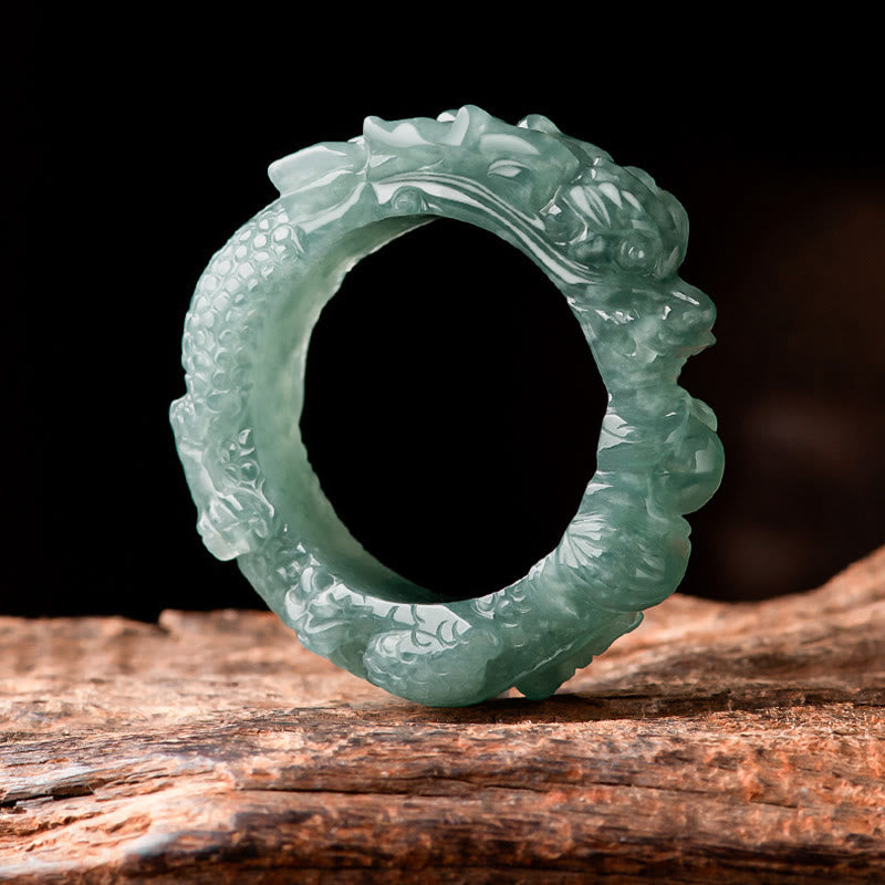 Pierścień sukcesu z naturalnego jadeitu z Buddha Stones - image 8