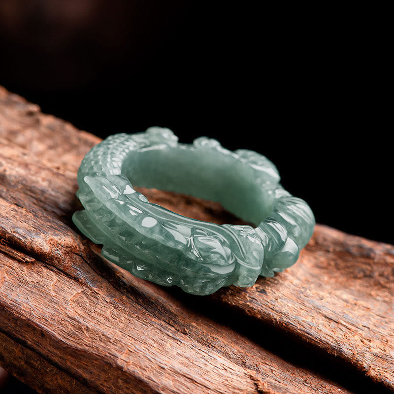 Pierścień sukcesu z naturalnego jadeitu z Buddha Stones - image 1