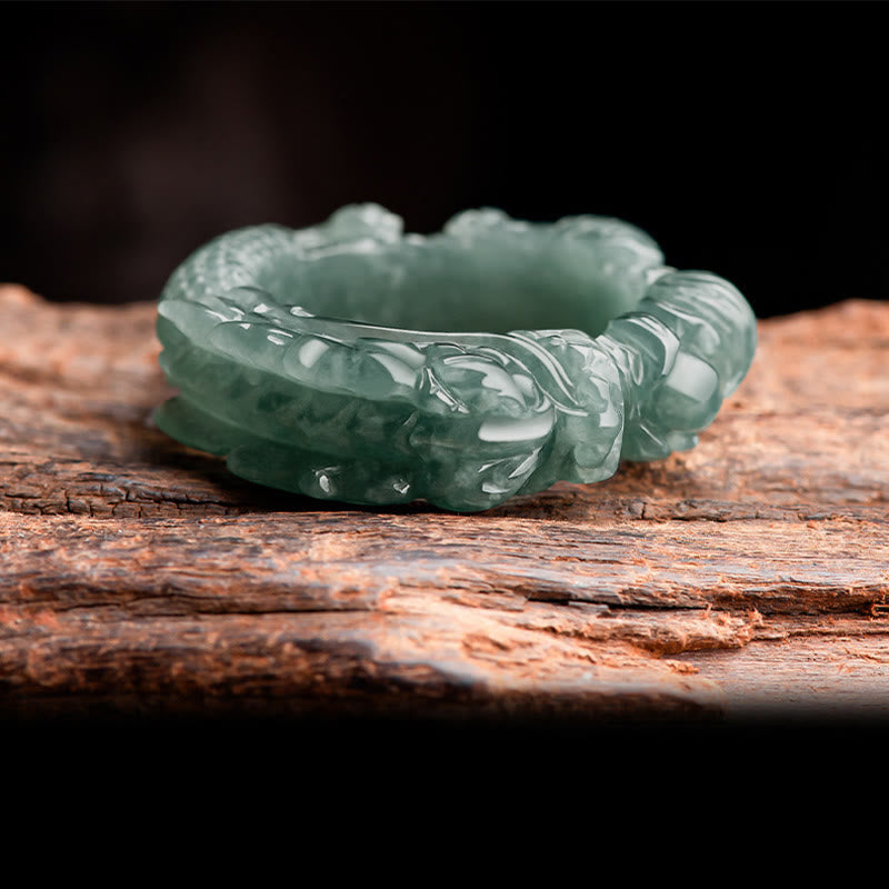 Pierścień sukcesu z naturalnego jadeitu z Buddha Stones - image 3