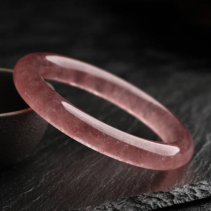 Bransoletka z Buddha Stones Naturalny Kwarc Truskawkowy Miłość Uzdrawiająca Bransoletka Bangle - image 1