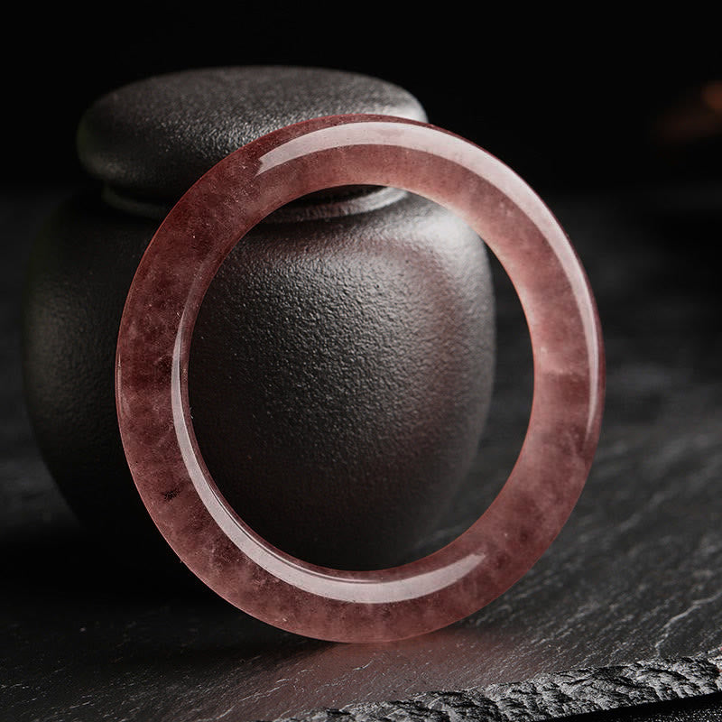 Bransoletka z Buddha Stones Naturalny Kwarc Truskawkowy Miłość Uzdrawiająca Bransoletka Bangle - 60 mm - image 0