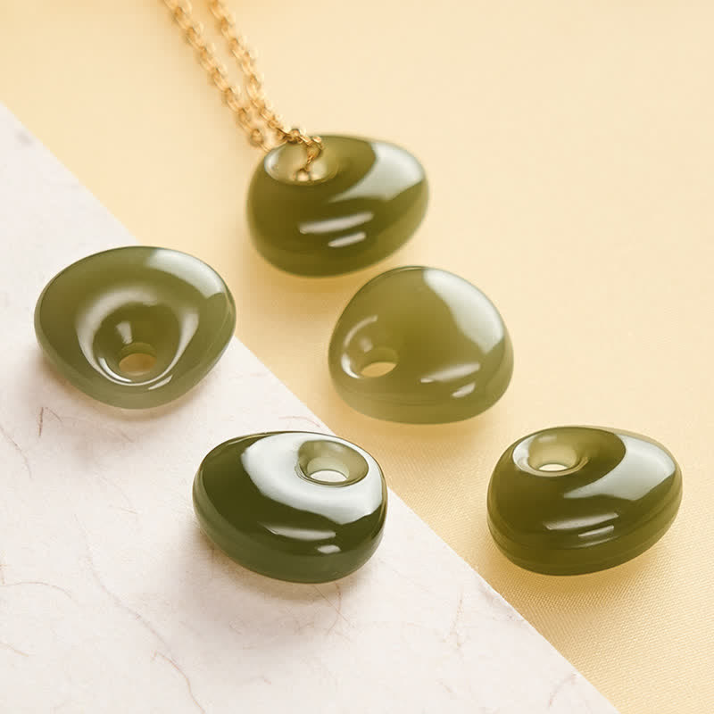 Buddha Stones Naszyjnik z jadeitu z blokadą dziecięcą i mini wisiorkiem szczęścia - image 8
