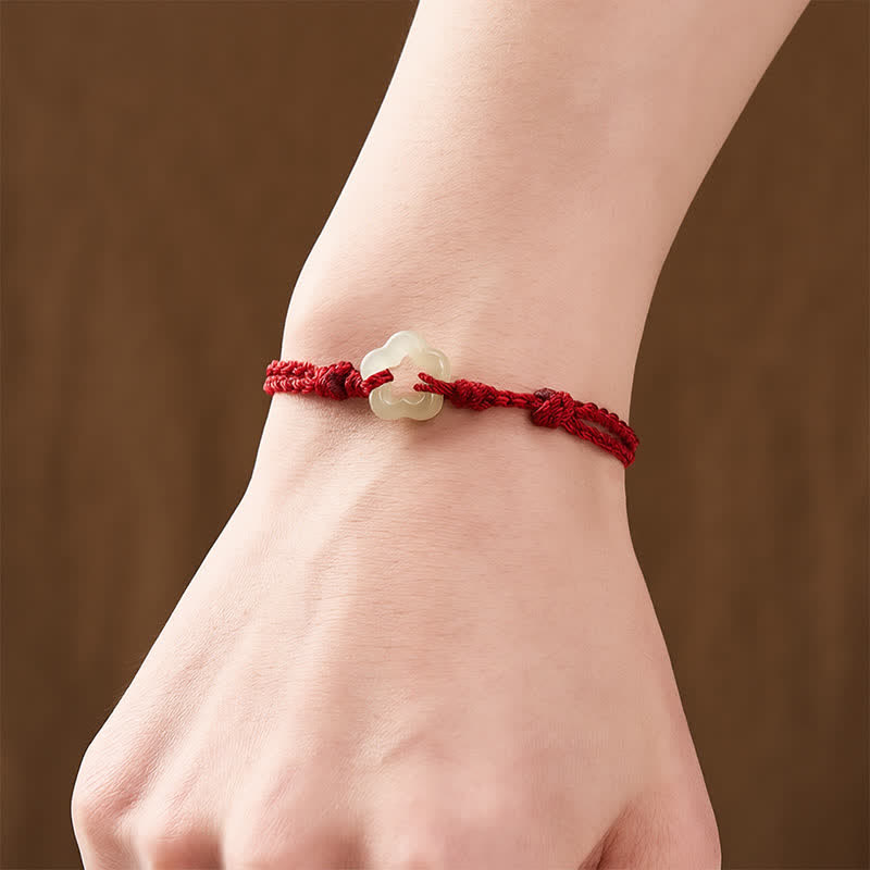 Buddha Stones Bransoletka z czerwonego sznurka z jadeitu Hetian Plum Bossom Luck - image 3