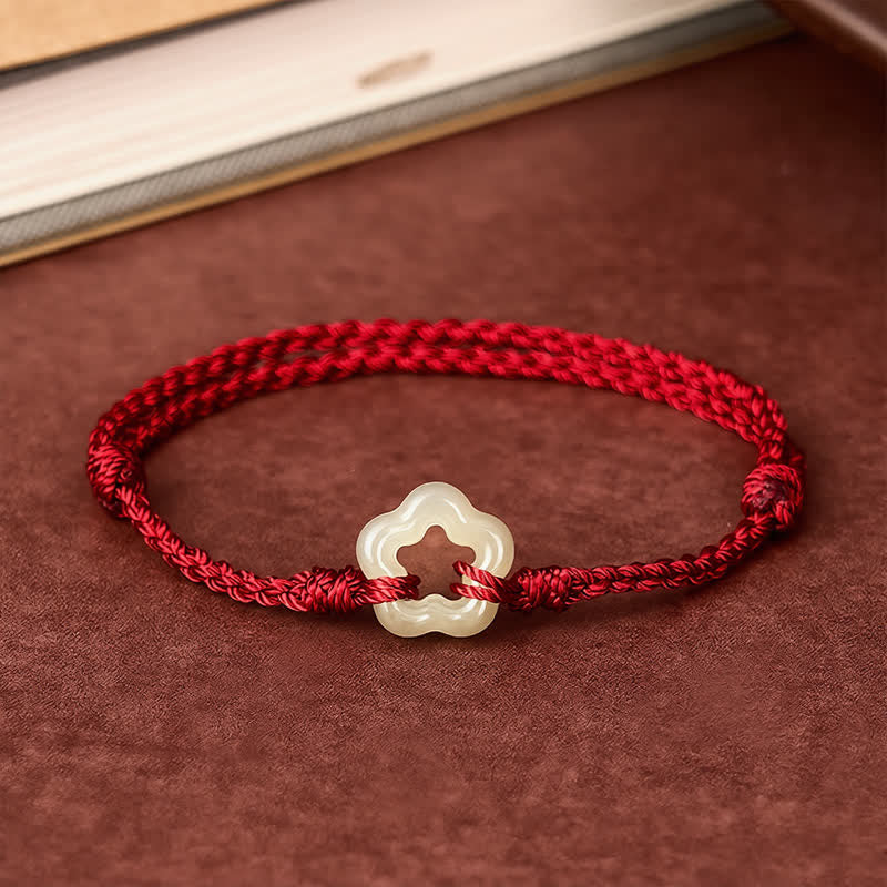 Buddha Stones Bransoletka z czerwonego sznurka z jadeitu Hetian Plum Bossom Luck - image 1