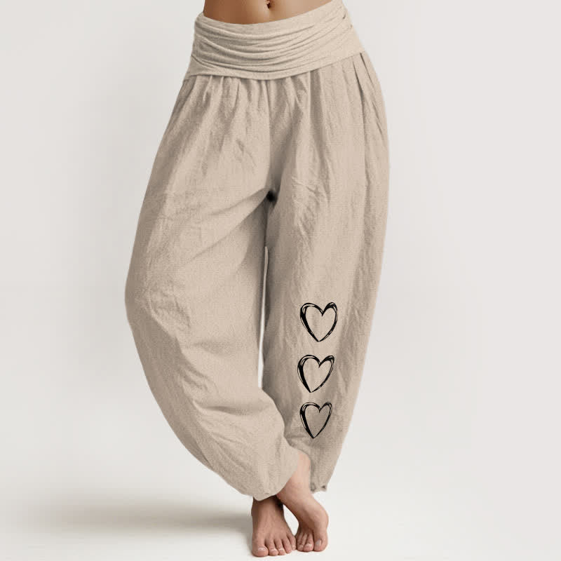 Buddha Stones Spodnie damskie typu harem z elastycznej talii z wzorem w trzy serca z czystej bawełny - Dębnik - US16, UK/AU20, EU48 (3XL) - image 14