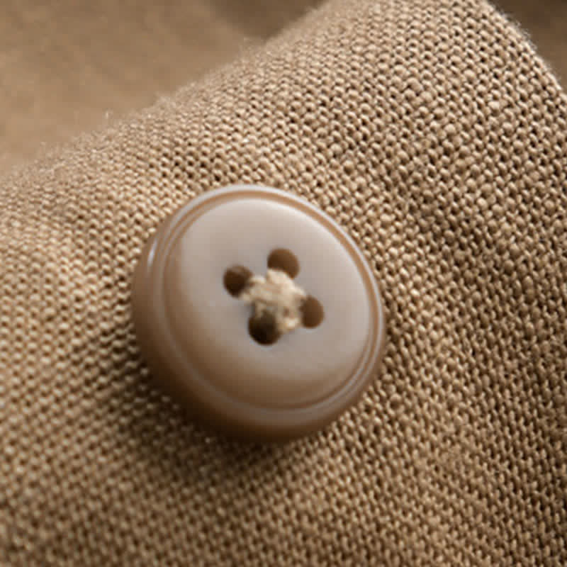 Buddha Stones Letnie, swobodne, minimalistyczne koszule męskie z krótkim rękawem, zapinane na guziki i ze stójką - image 3
