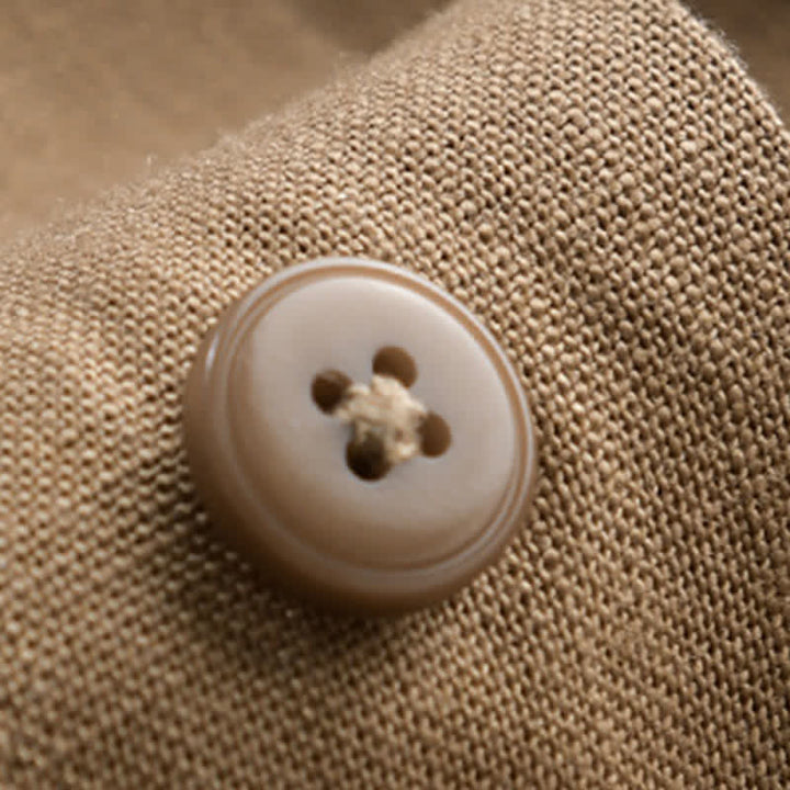 Buddha Stones Letnie, swobodne, minimalistyczne koszule męskie z krótkim rękawem, zapinane na guziki i ze stójką - image 3