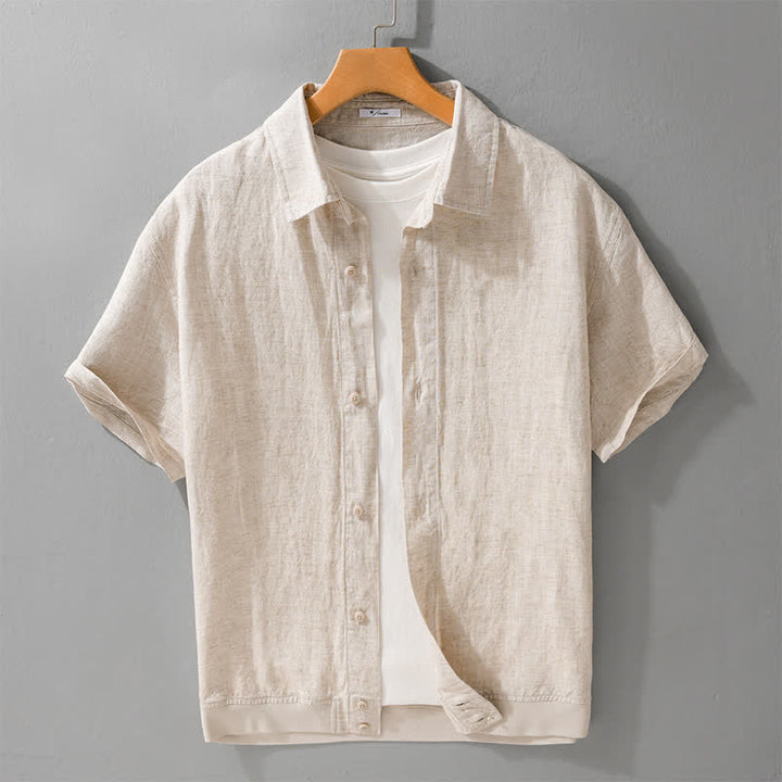 Buddha Stones Letnie, swobodne, minimalistyczne koszule męskie z krótkim rękawem, zapinane na guziki i ze stójką - Bielizna - US/UK/AU42， EU52 (3XL) - image 10