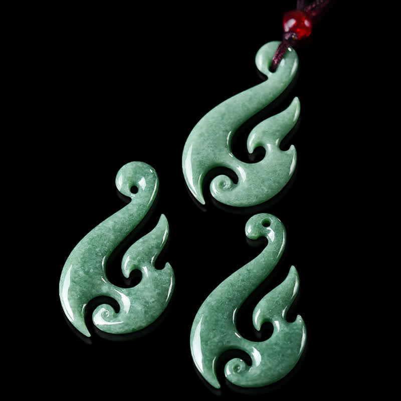 Buddha Stones Naturalny naszyjnik z wisiorkiem z jadeitu w kształcie spirali - image 6
