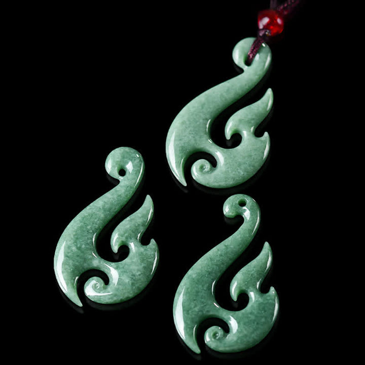 Buddha Stones Naturalny naszyjnik z wisiorkiem z jadeitu w kształcie spirali - image 6