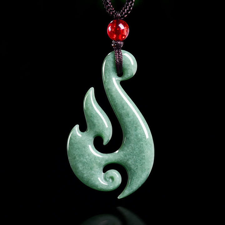 Buddha Stones Naturalny naszyjnik z wisiorkiem z jadeitu w kształcie spirali - image 2