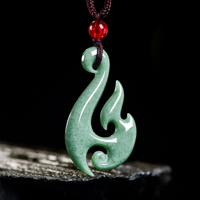 Buddha Stones Naturalny naszyjnik z wisiorkiem z jadeitu w kształcie spirali - image 1