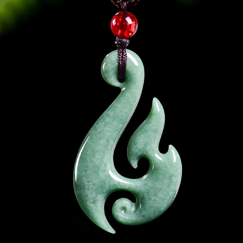 Buddha Stones Naturalny naszyjnik z wisiorkiem z jadeitu w kształcie spirali - image 3