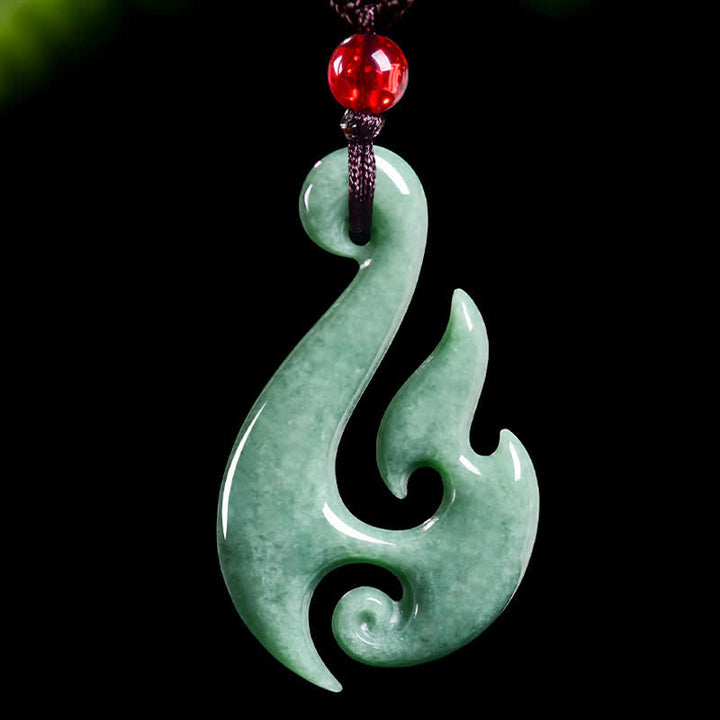 Buddha Stones Naturalny naszyjnik z wisiorkiem z jadeitu w kształcie spirali - image 3