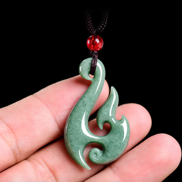 Buddha Stones Naturalny naszyjnik z wisiorkiem z jadeitu w kształcie spirali - image 4