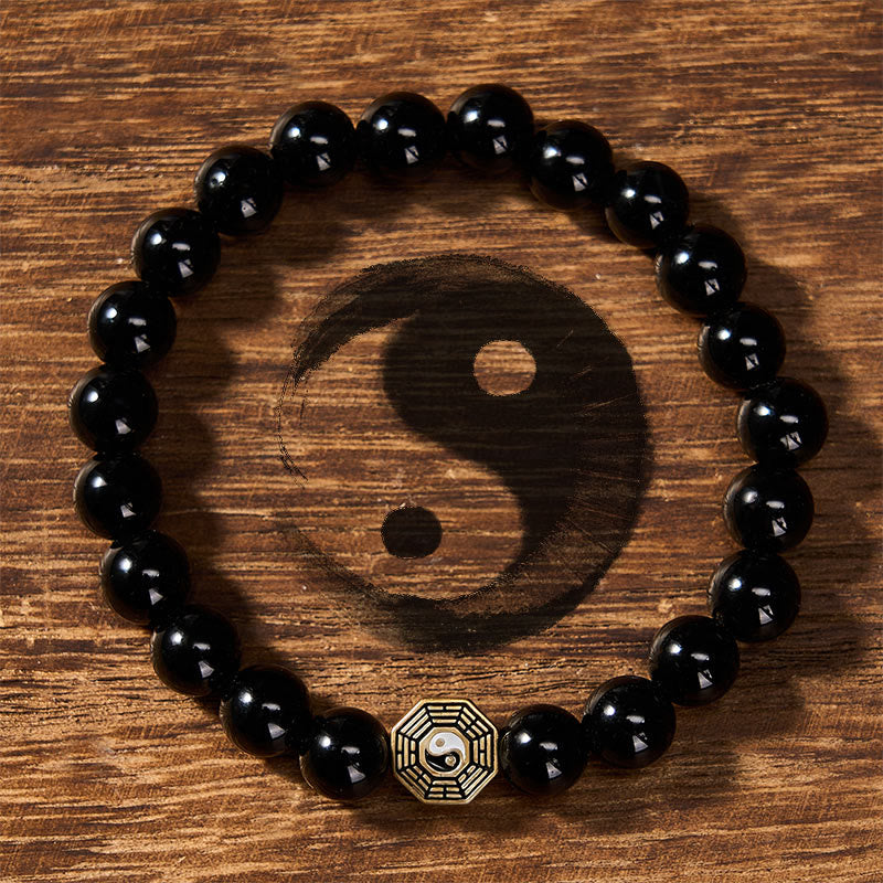 Buddha Stones Bransoletka z koralików Bagua Balance z czarnego onyksu - Bagua (Równowaga ♥ Harmonia) - image 0