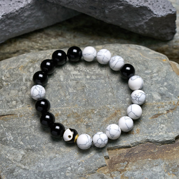 Buddha Stones Okrągła tybetańska bransoletka z miedzianą równowagą Yin Yang - image 2