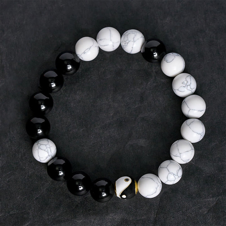 Buddha Stones Okrągła tybetańska bransoletka z miedzianą równowagą Yin Yang - image 3